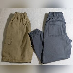 Kids' Tan and Gray Elastic Waist Pants